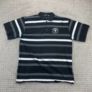 Guinness Beer Polo Shirt Men XXL 2XL Black White Striped Golf Casual Embroidered
